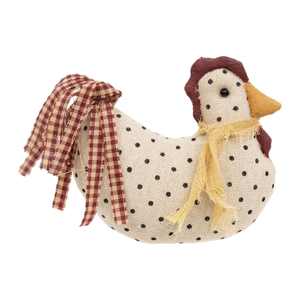 Stuffed Mini Polka Dotted White Chicken Sitter