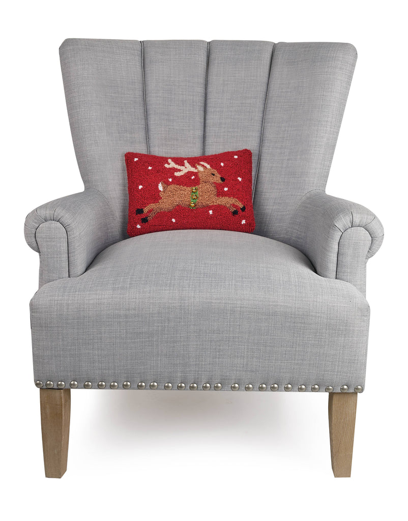 Reindeer With Bells Little Hooked Cushion