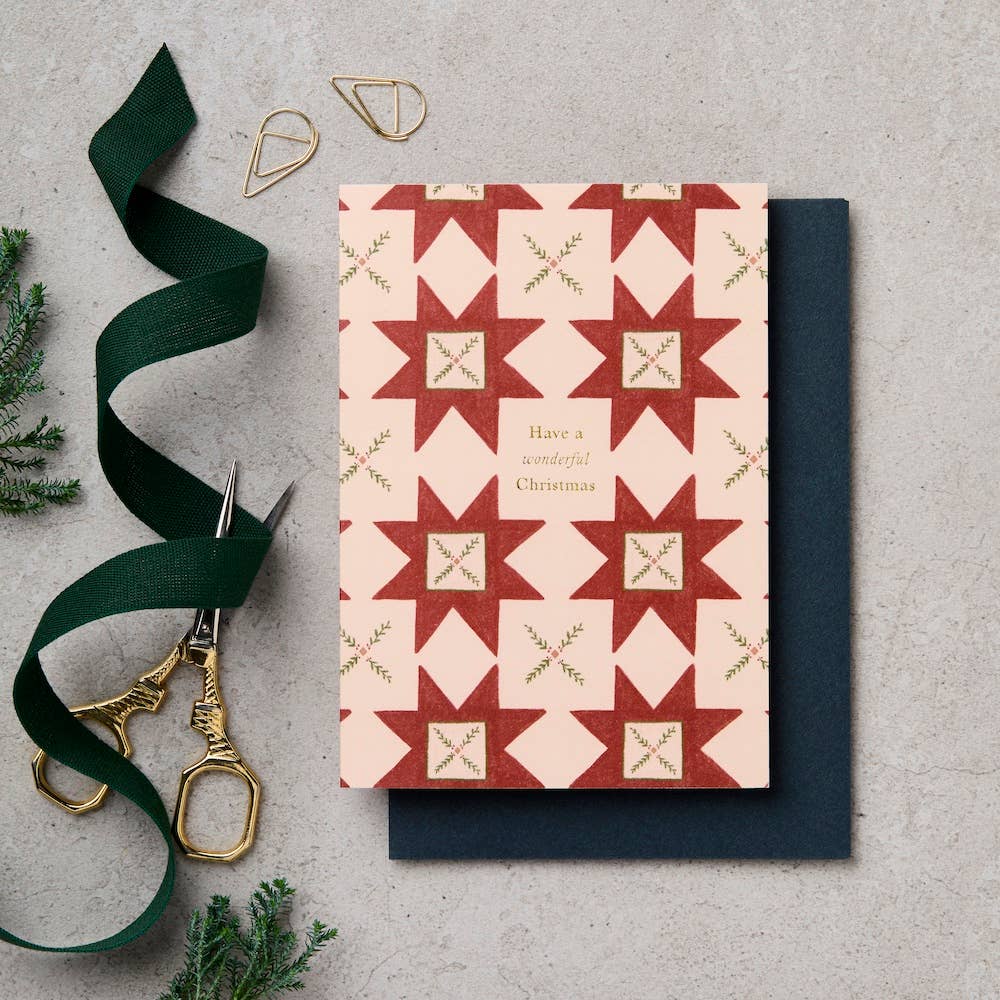 Have A Wonderful Christmas Quilt Red Card