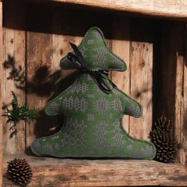 Green Welsh Tapestry Fabric Christmas Tree Cushion