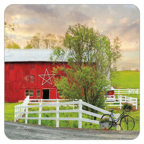 Red Barn With Star Coaster