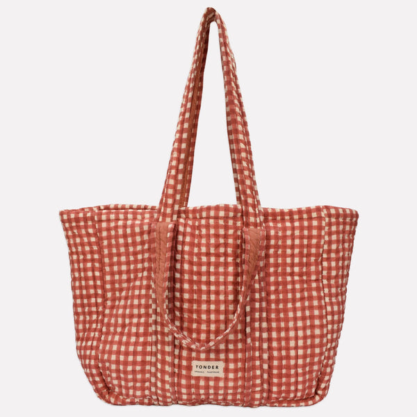 Ginger Gingham Quilted Carry All