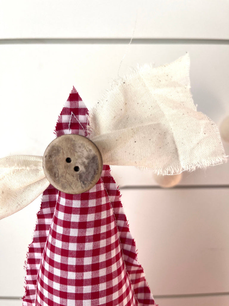 18" Primitive Berry Gingham Christmas Tree Home Decor