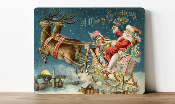 A Merry Christmas Santa Vintage Style Metal Sign