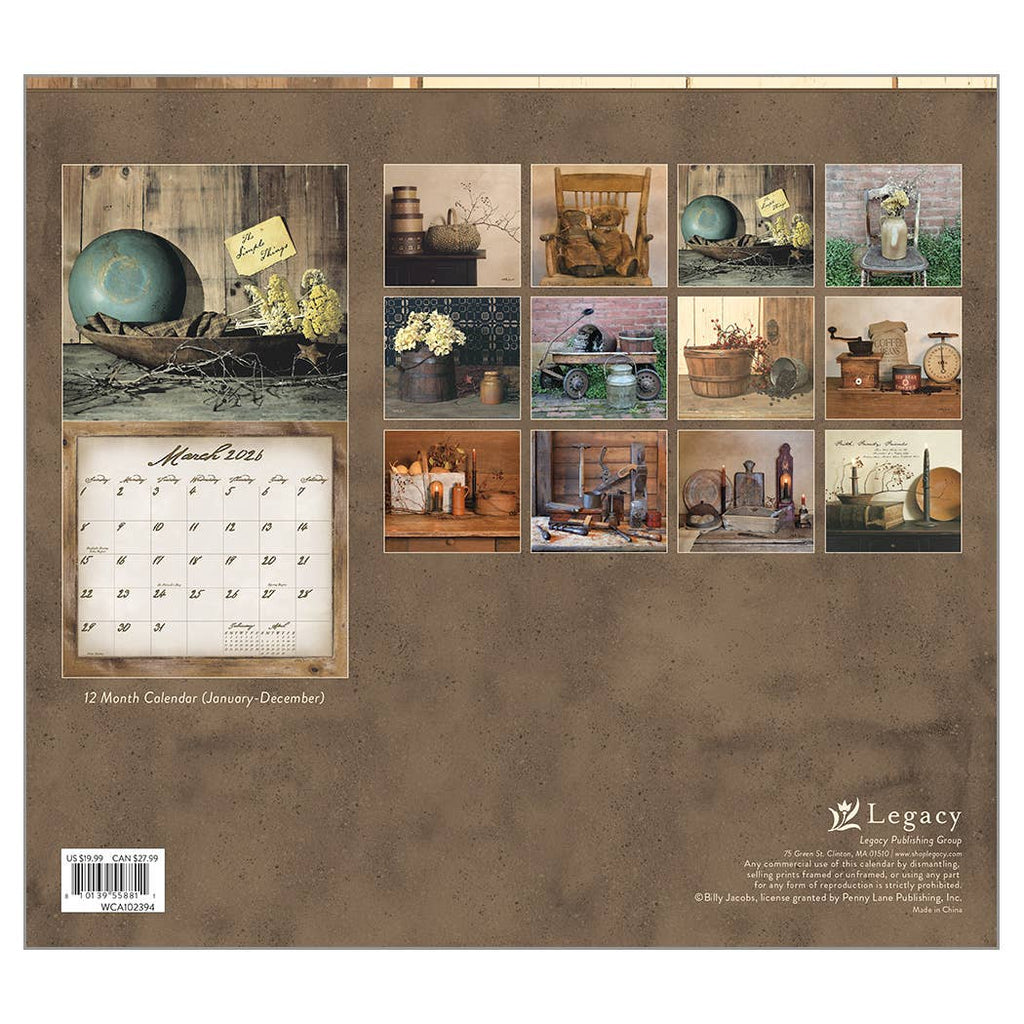 Simple Treasures 2026 Wall Calendar by Billy Jacobs