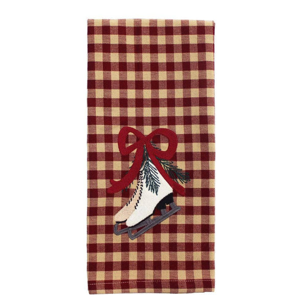 Figure Skates Homespun Gingham Towel