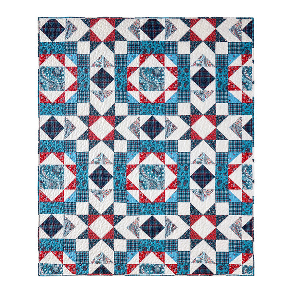 Red White and Blue Lightweight Star Throw Quilt