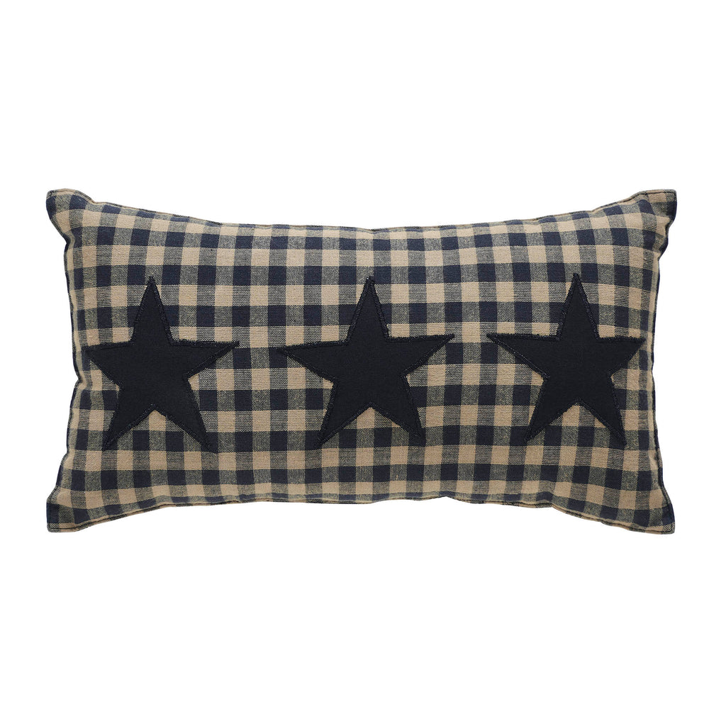 Small Black Check Star Oblong Cushion