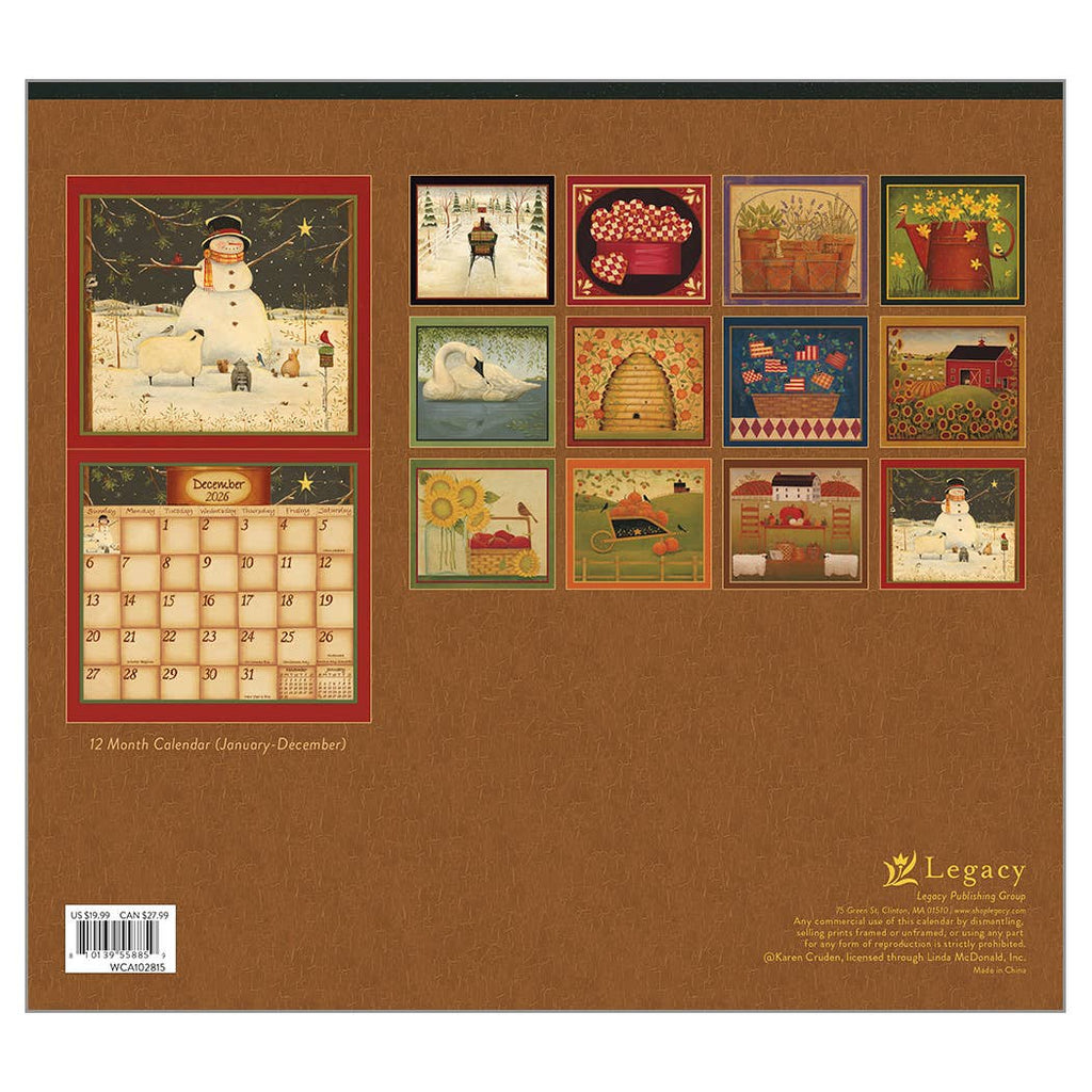 Simply Shaker 2026 Wall Calendar