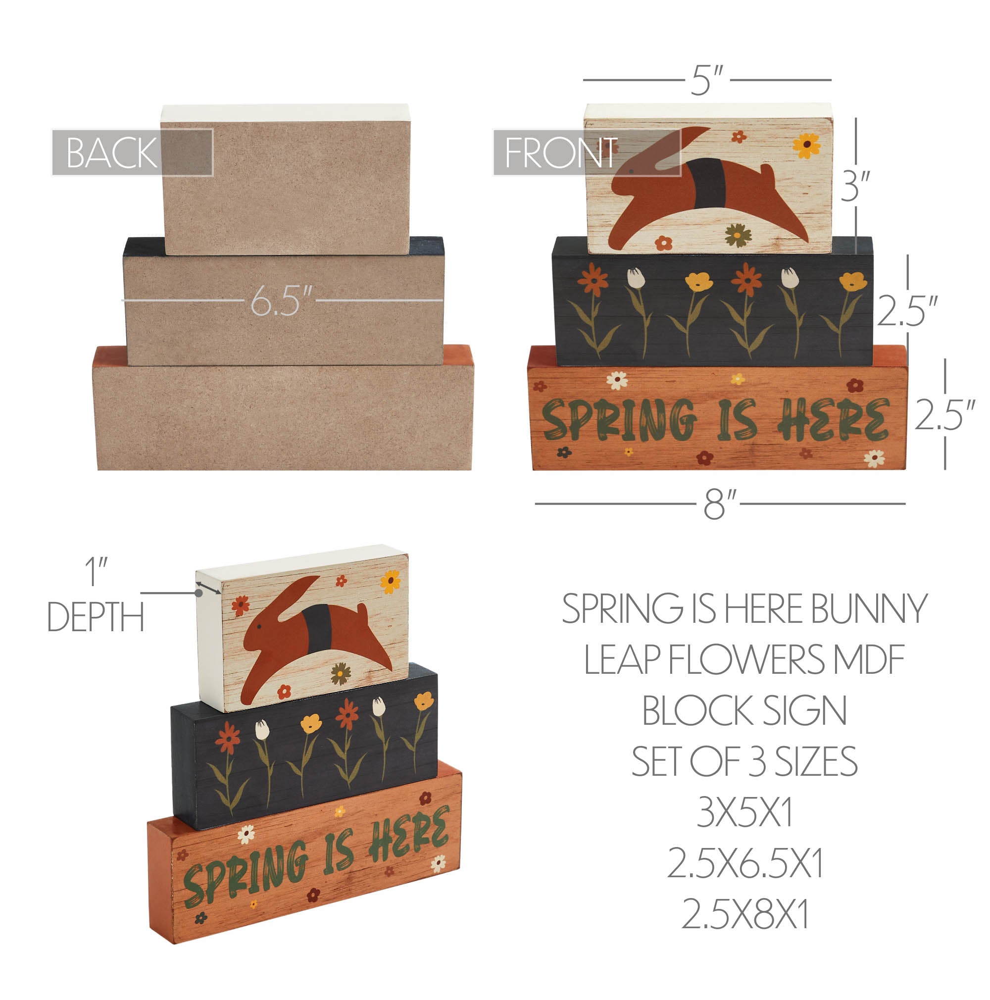 Spring Block Decor Spring in Bloom Block Set | New England Style Easter Decorations - Olde ...