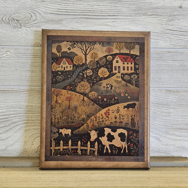 Cow Sampler Folk Art Canvas