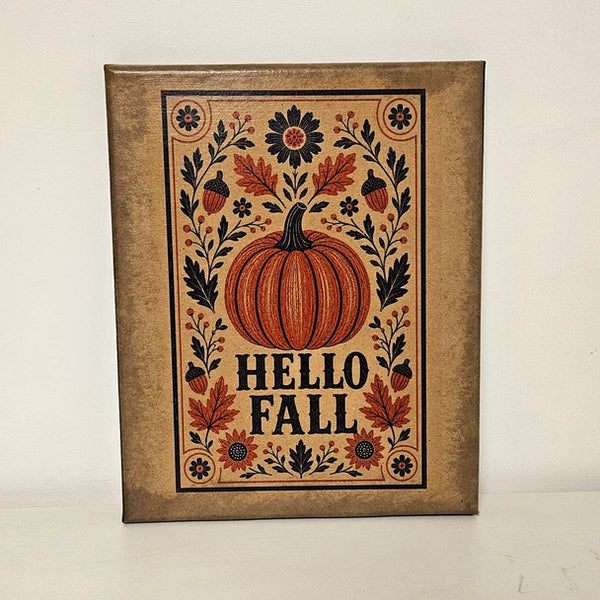 Hello Fall Folk Art Canvas