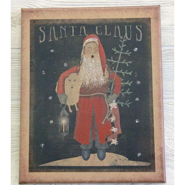 Santa With Sheep Vintage Style Canvas