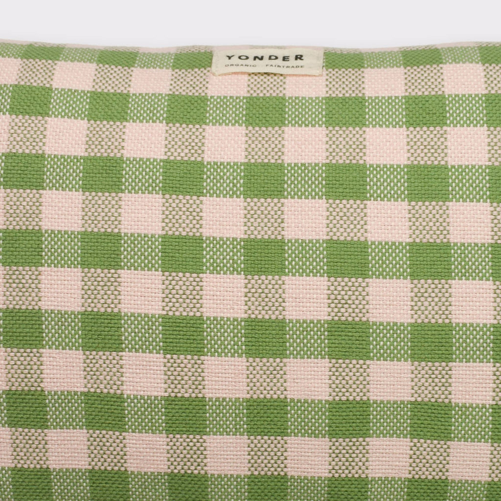 Fern Gingham Organic Cotton Woven Cushion Cover