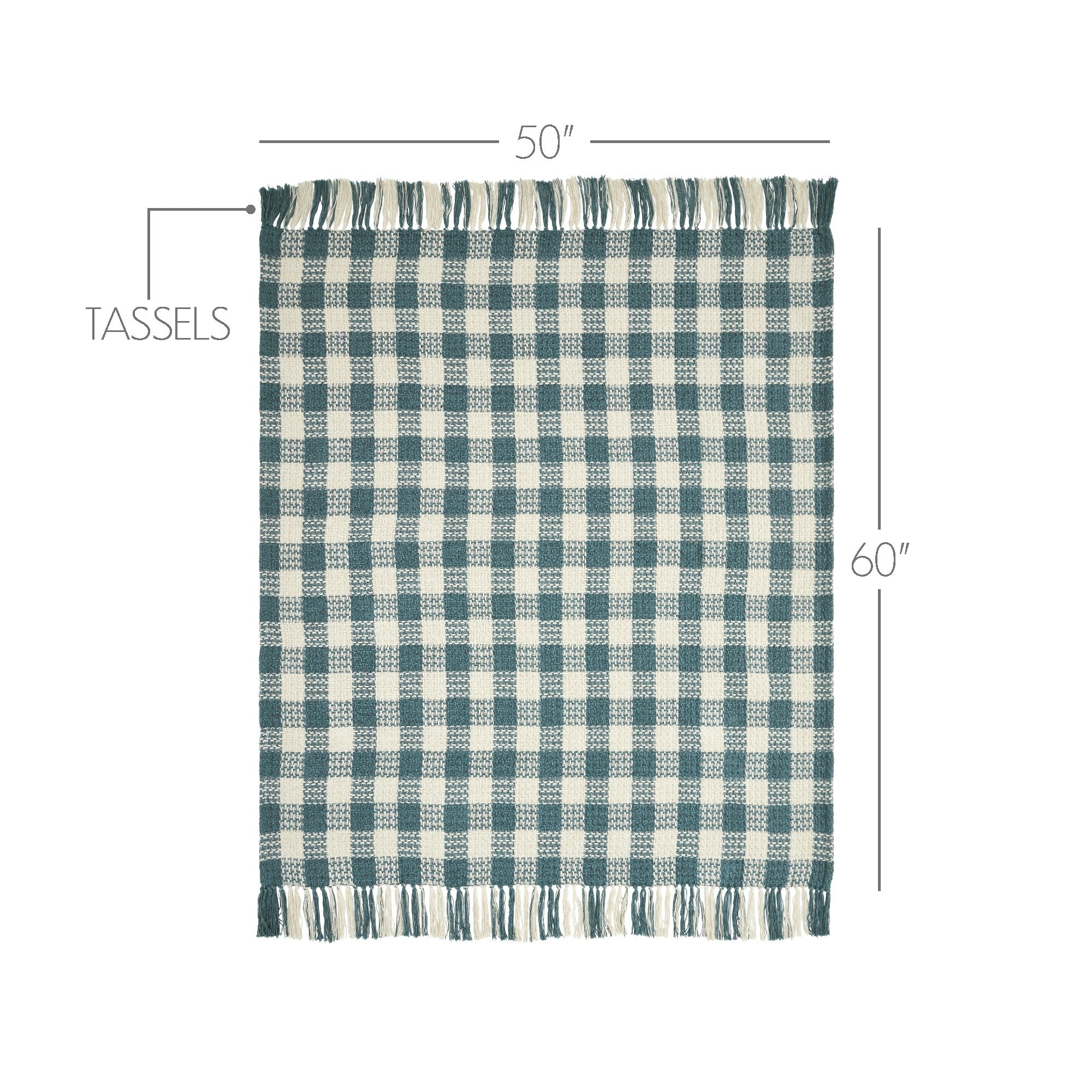 What Throw Check River Blue Woven Check Throw Blanket with Tassels - Olde Glory