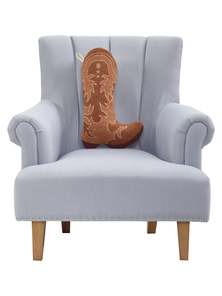 Brown Cowboy Boot Hooked Christmas Stocking