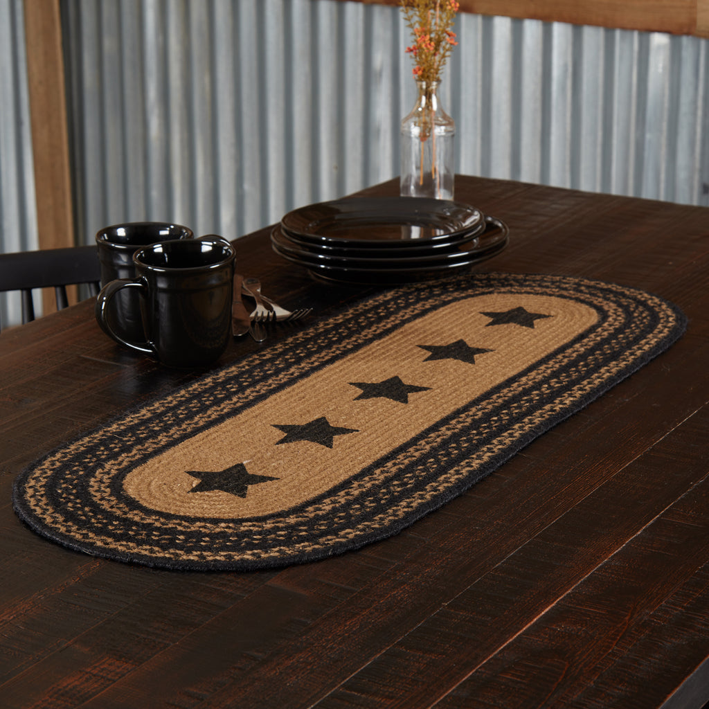 Farmhouse Jute Table Runner with Stars