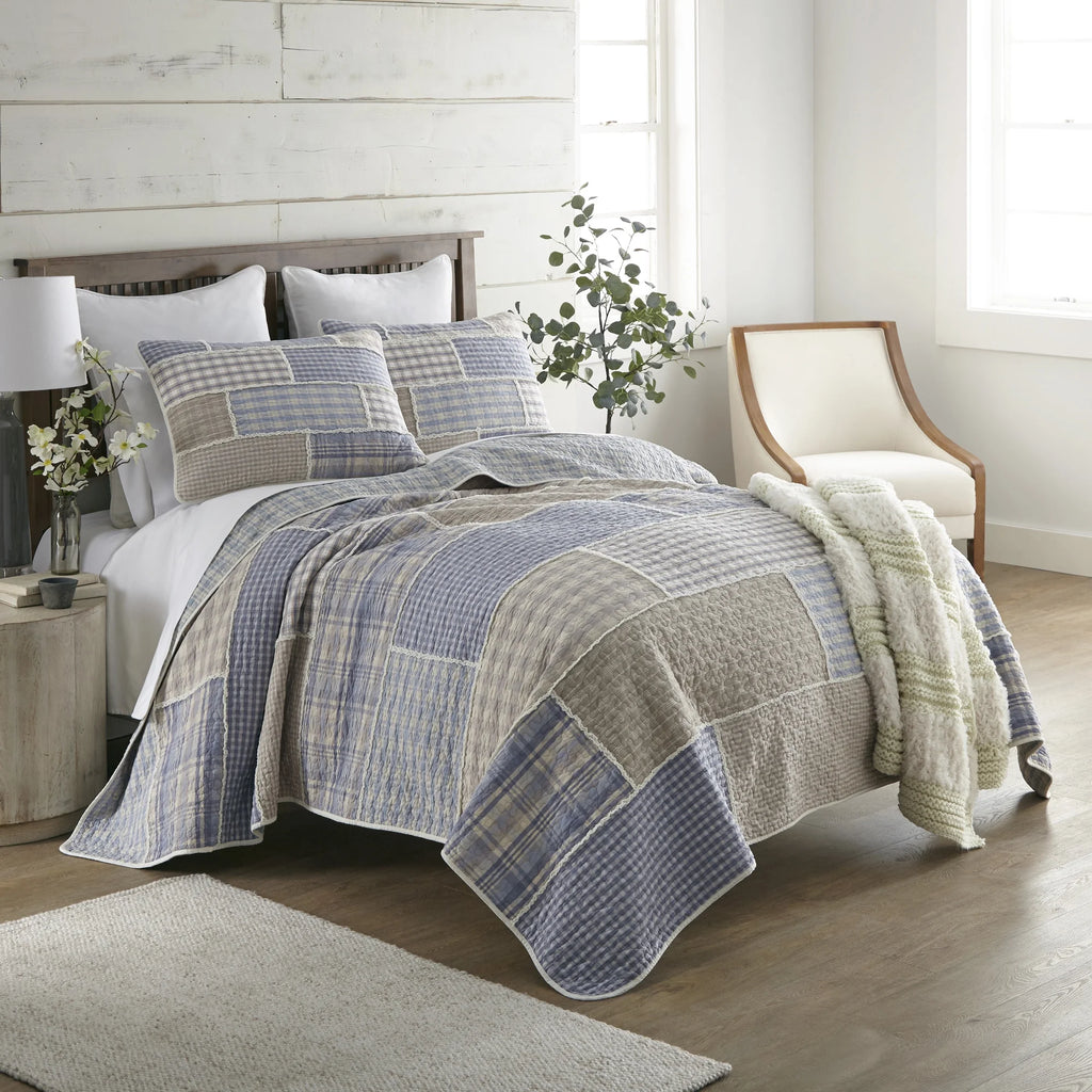 Slate Cobblestone Patchwork Quilt Set