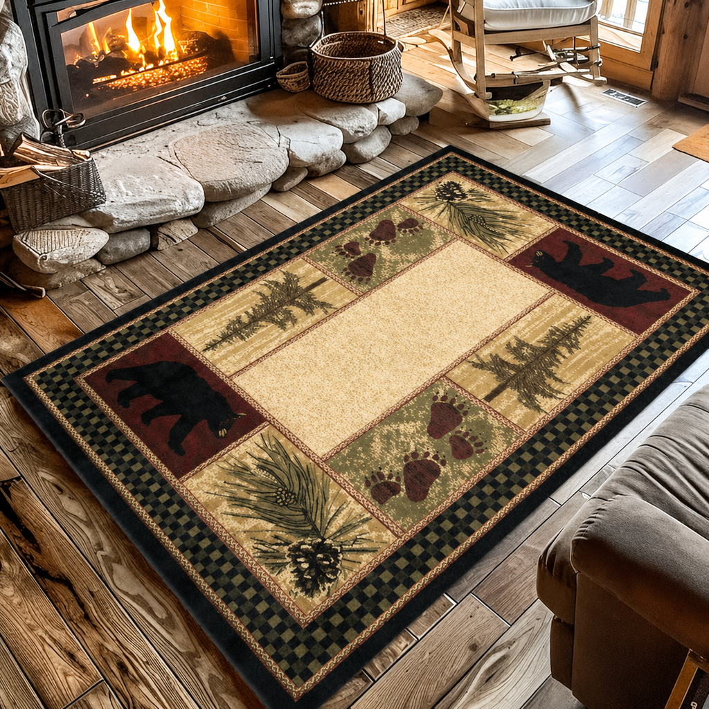 Bear and Paw Prints Rug