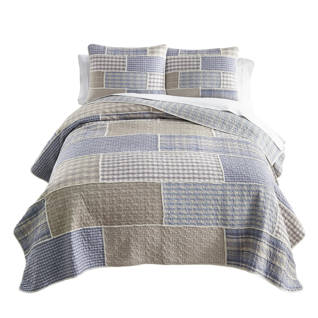 Slate Cobblestone Patchwork Quilt Set