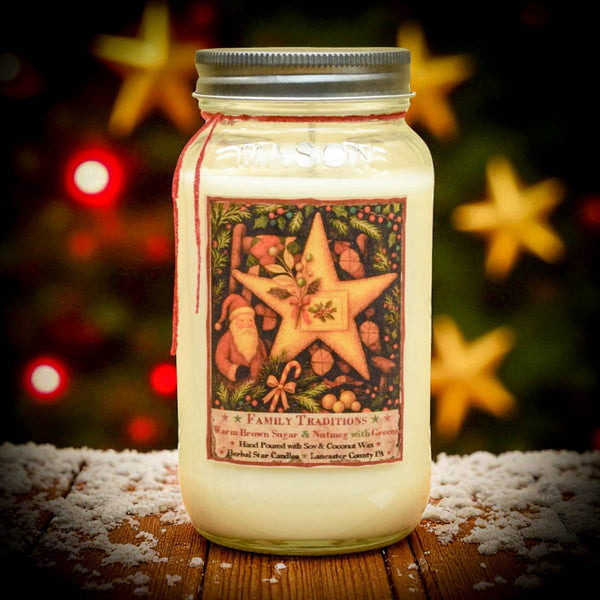 Family Christmas Traditions 24oz Soy Mason Jar Candle