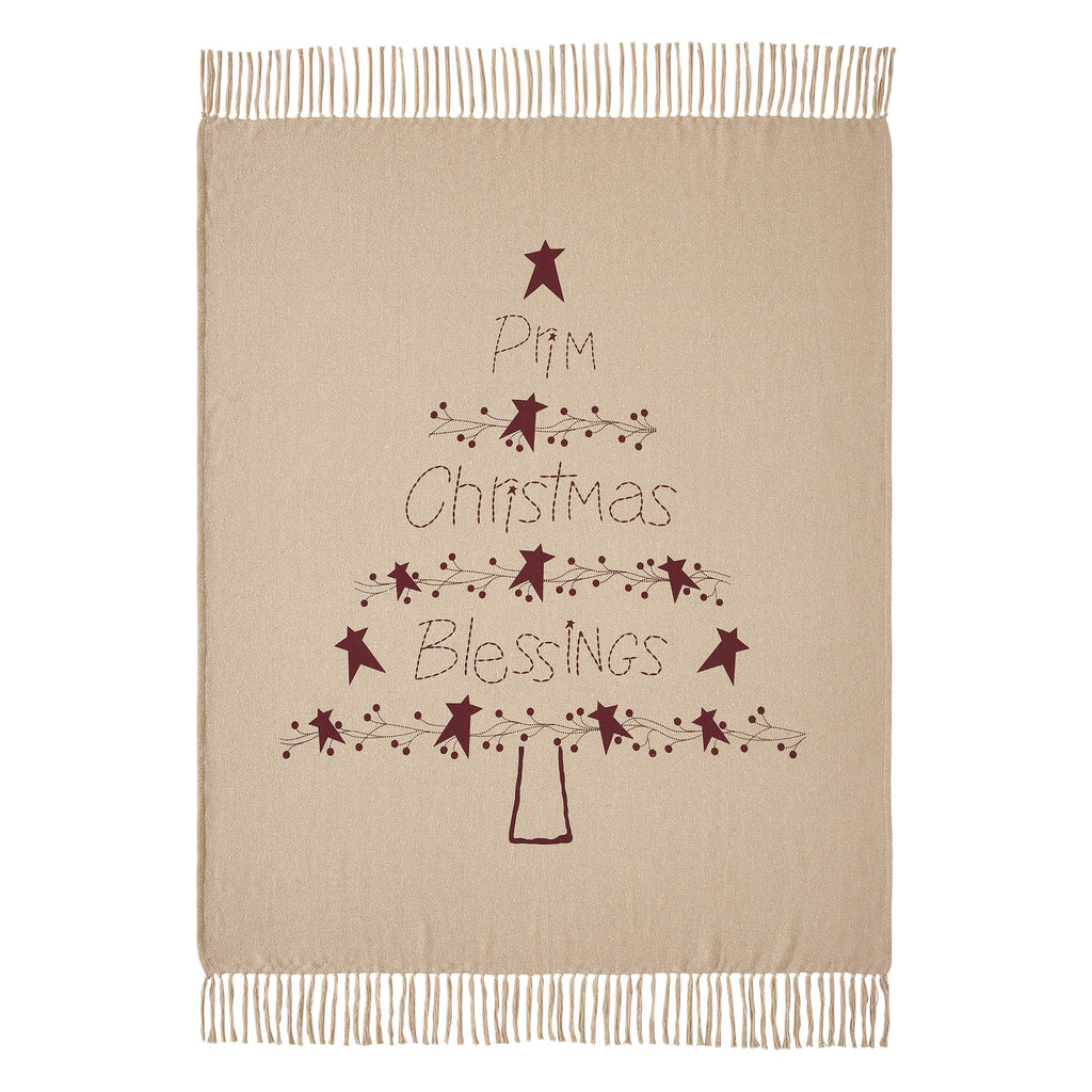 Prim Christmas Blessings Woven Throw