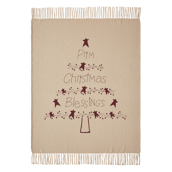 Prim Christmas Blessings Woven Throw