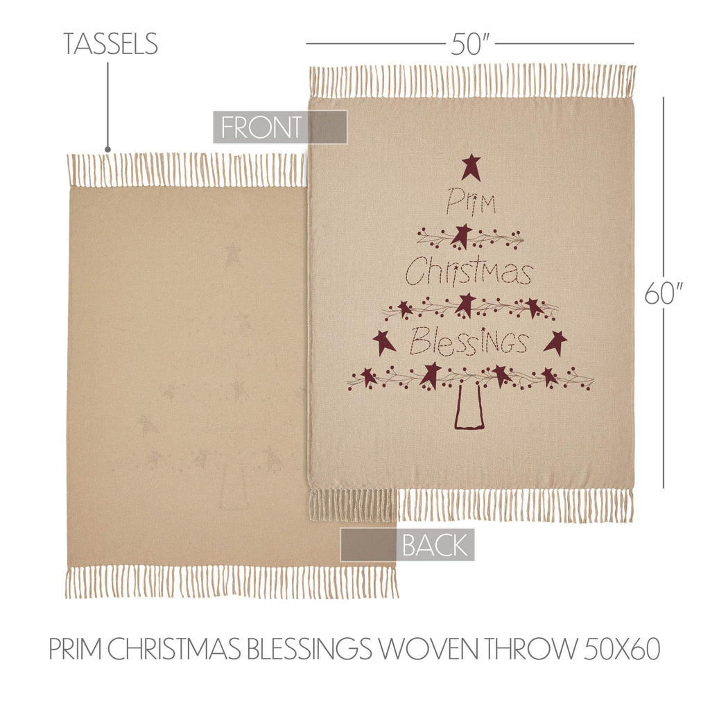Prim Christmas Blessings Woven Throw