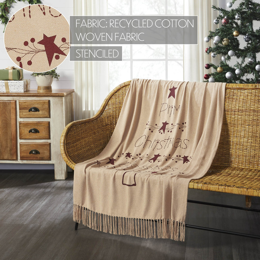 Prim Christmas Blessings Woven Throw