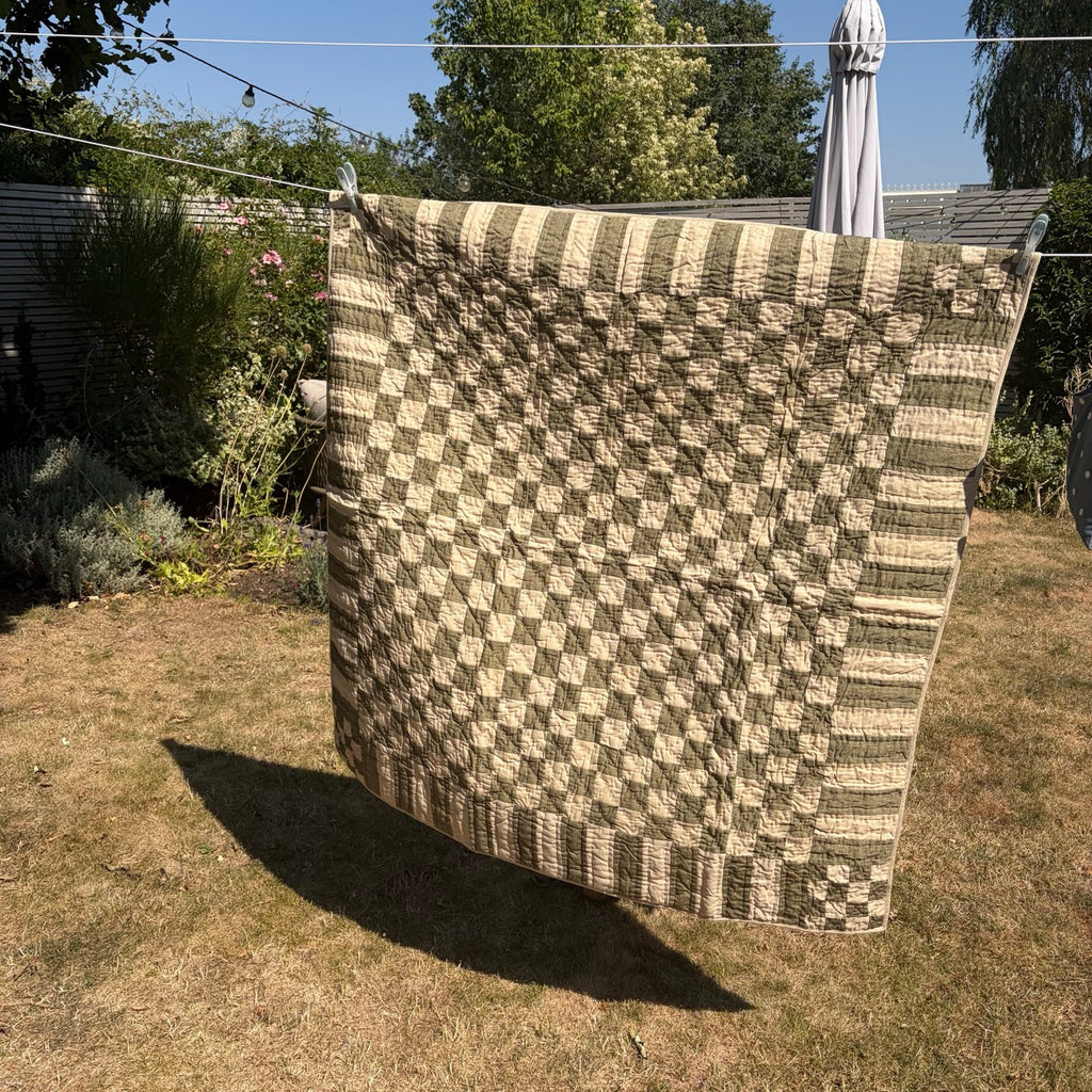 Green Earth Patchwork Throw Quilt