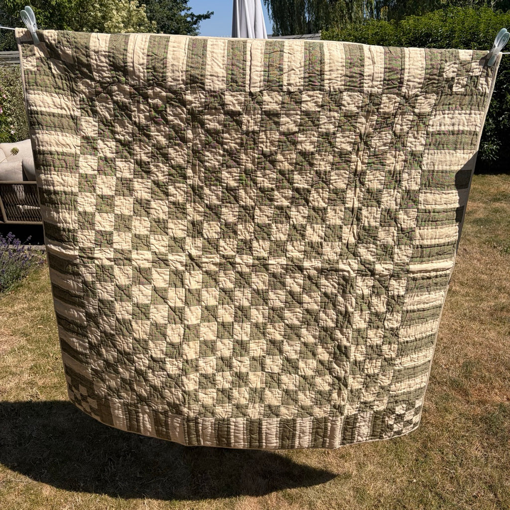 Green Earth Patchwork Throw Quilt