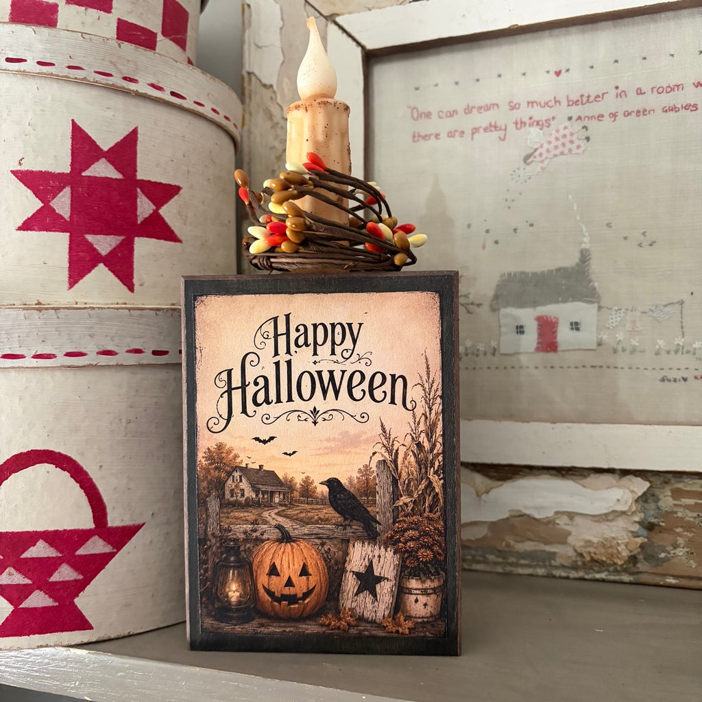 Happy Halloween Block with Timer Candle