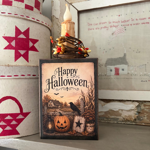Happy Halloween Block with Timer Candle