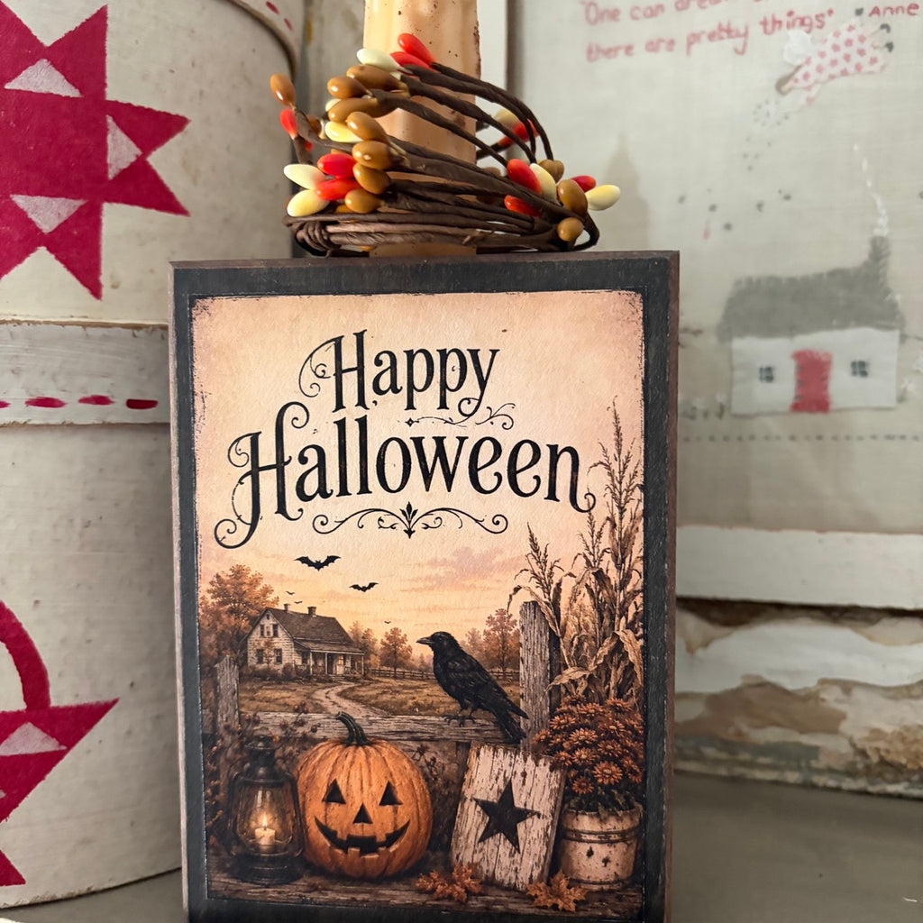 Happy Halloween Block with Timer Candle