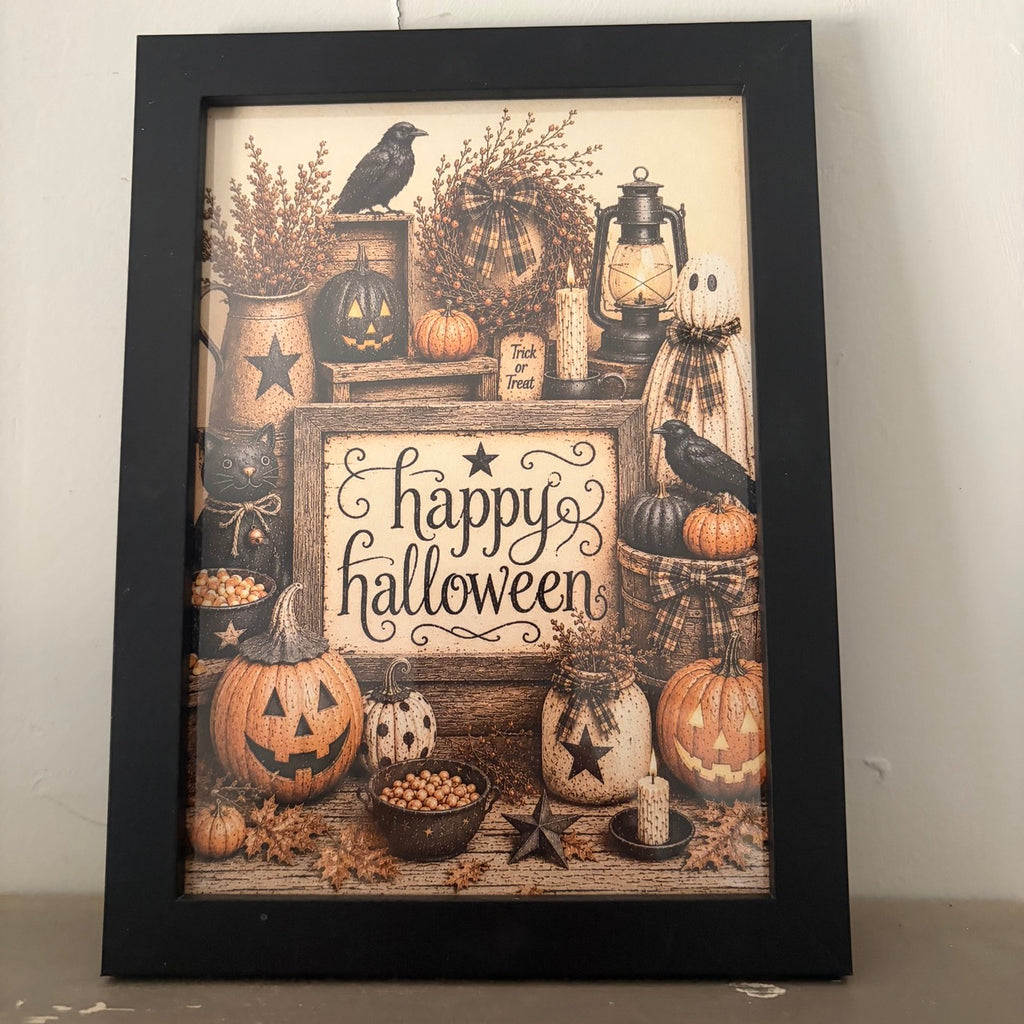 Happy Halloween Tablescape Framed Print