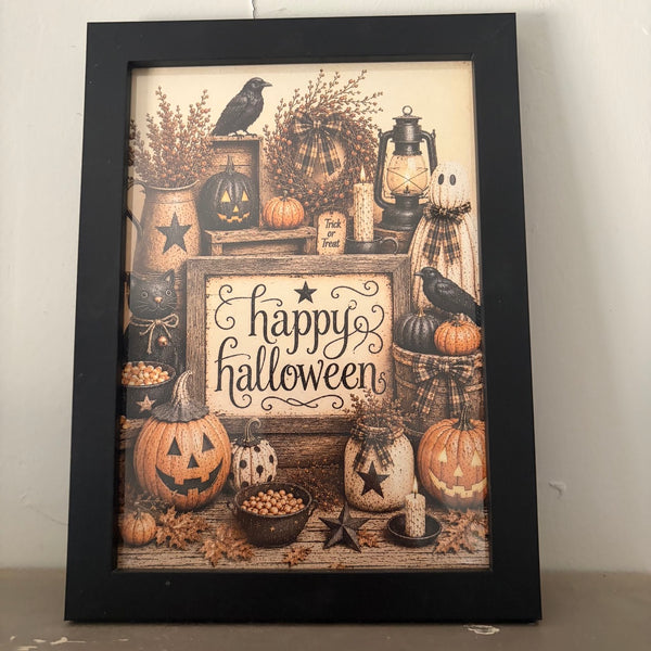 Happy Halloween Tablescape Framed Print