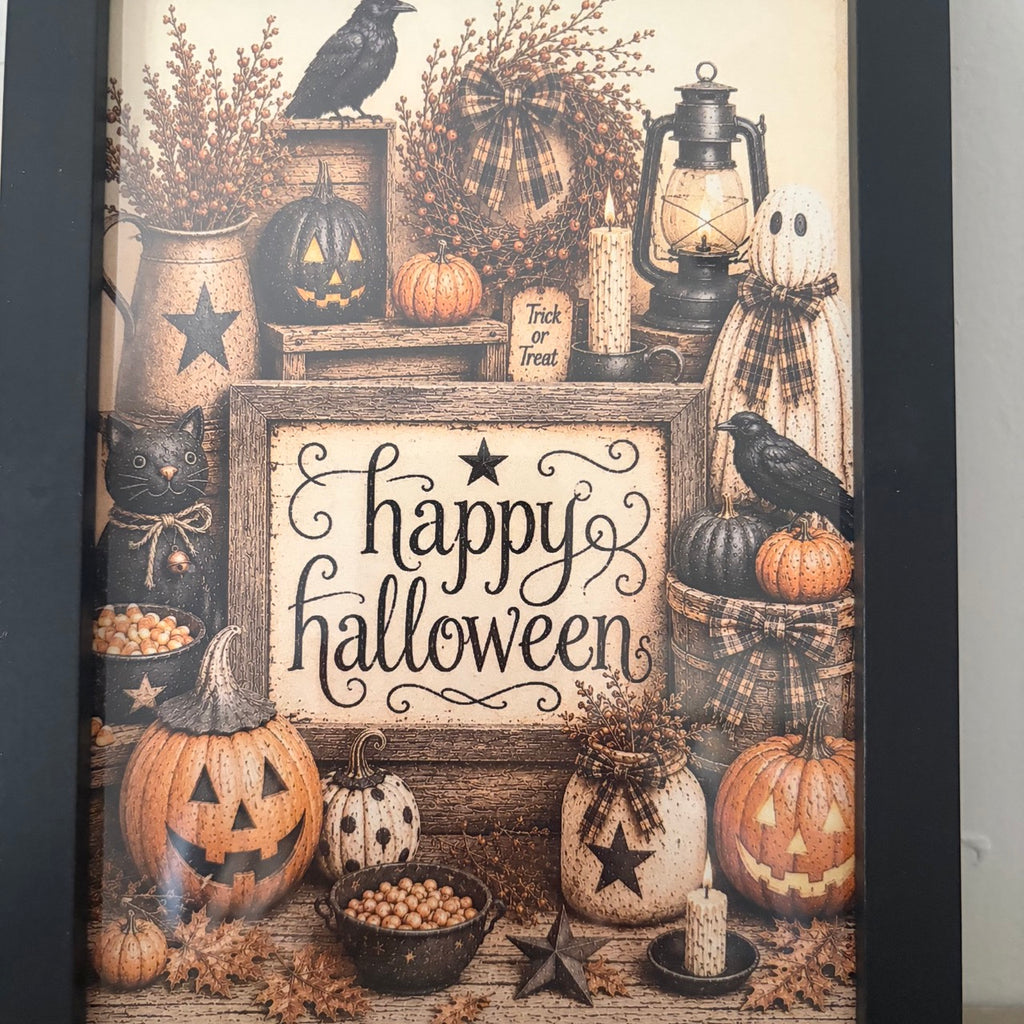 Happy Halloween Tablescape Framed Print