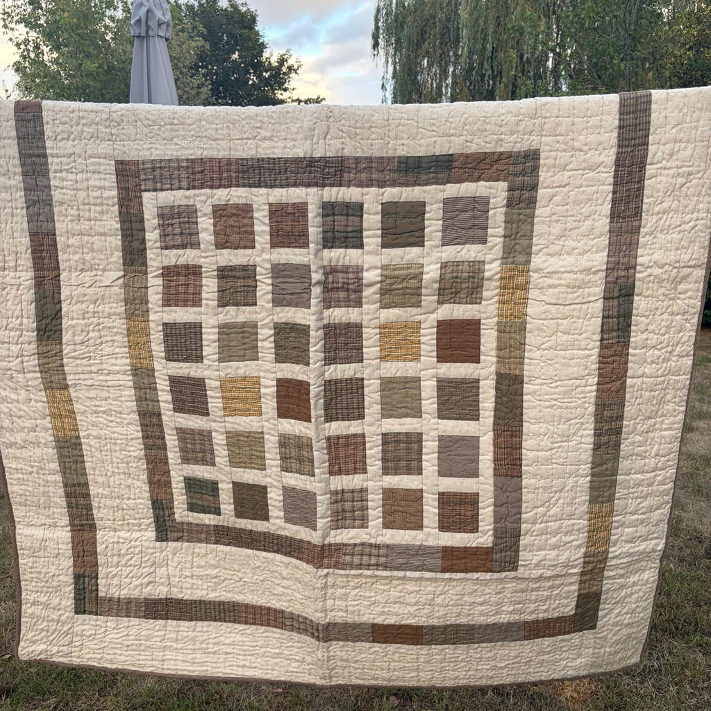 Simple Block Patchwork Throw Quilt