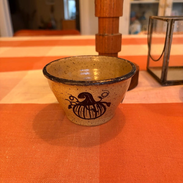 Ceramic Glazed Black Pumpkin Mini Bowl