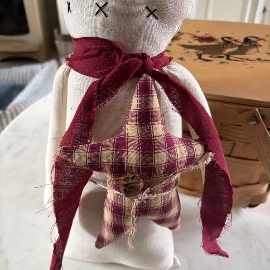 Large Handmade Primitive Snowman with Star