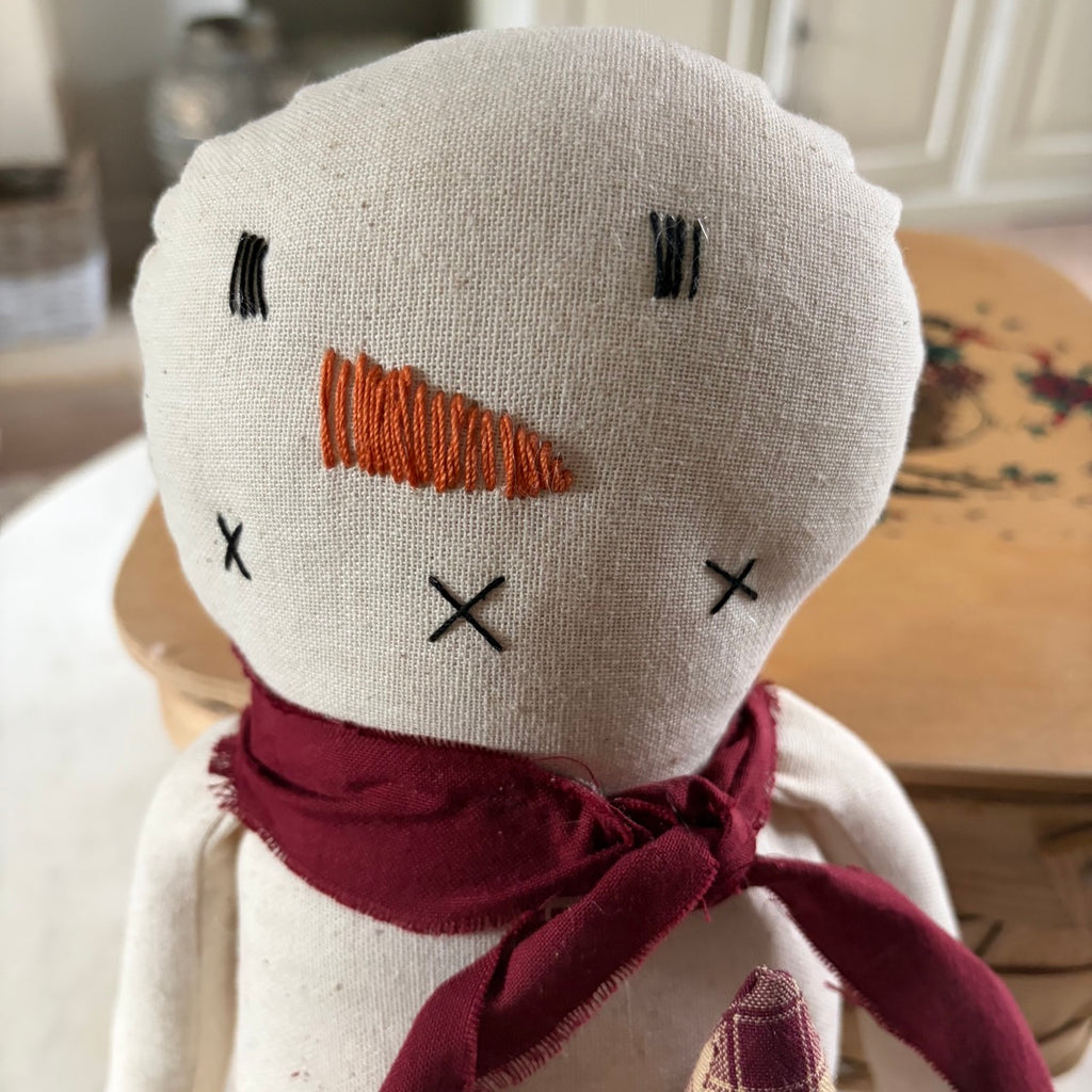 Large Handmade Primitive Snowman with Star