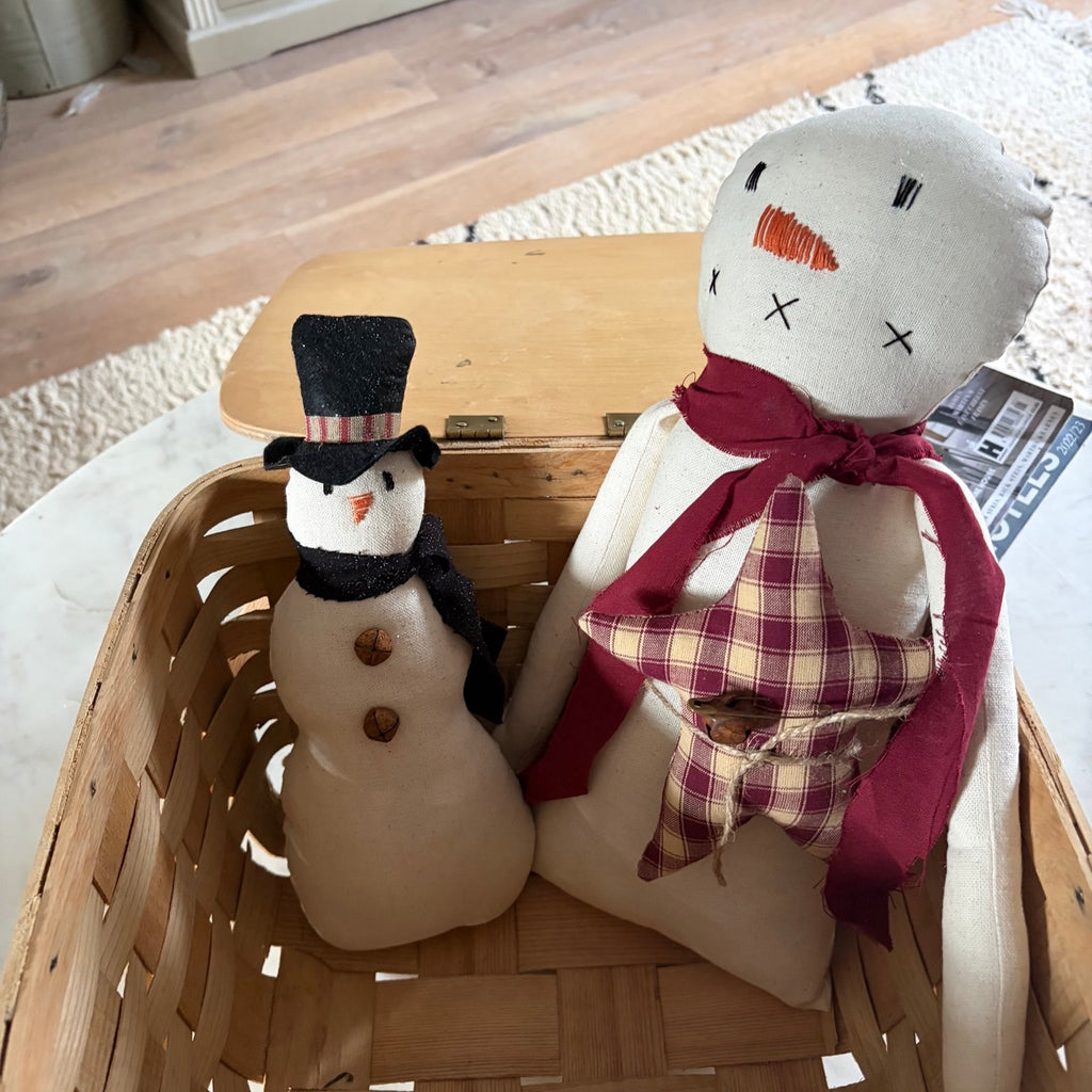Large Handmade Primitive Snowman with Star
