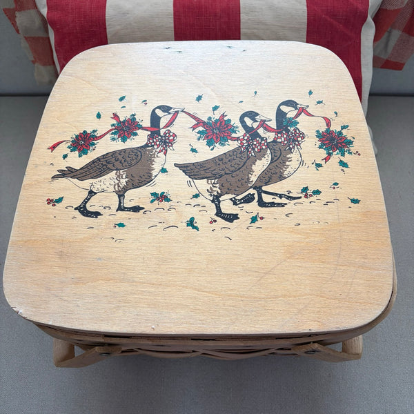 Vintage Basket with Festive Geese
