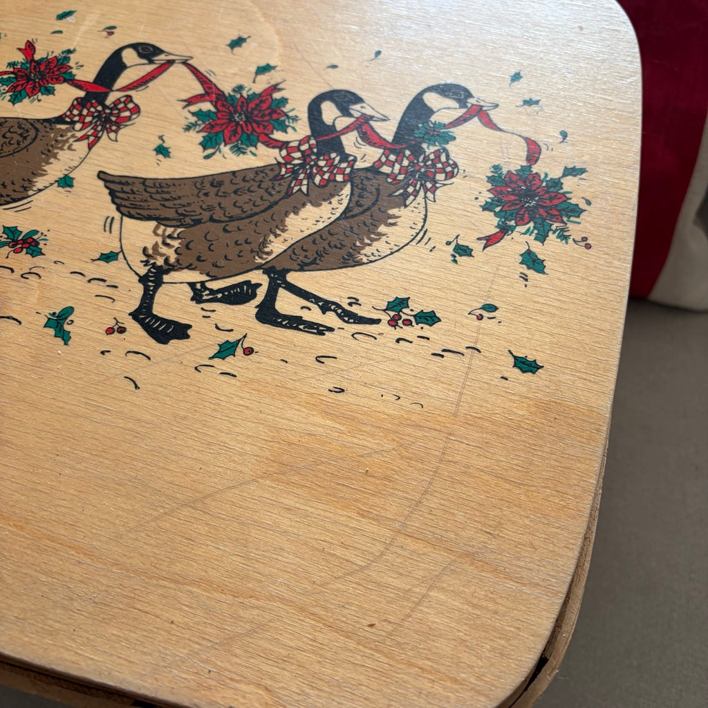 Vintage Basket with Festive Geese