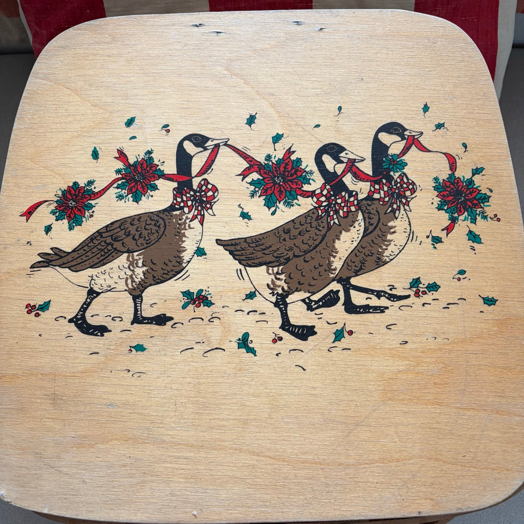 Vintage Basket with Festive Geese