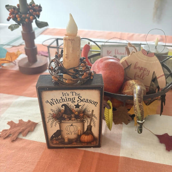 It's the Witching Season Block with Timer Candle