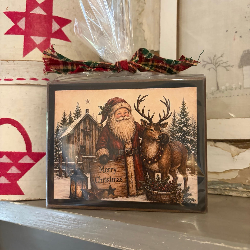 Merry Christmas Reindeer and Santa Block
