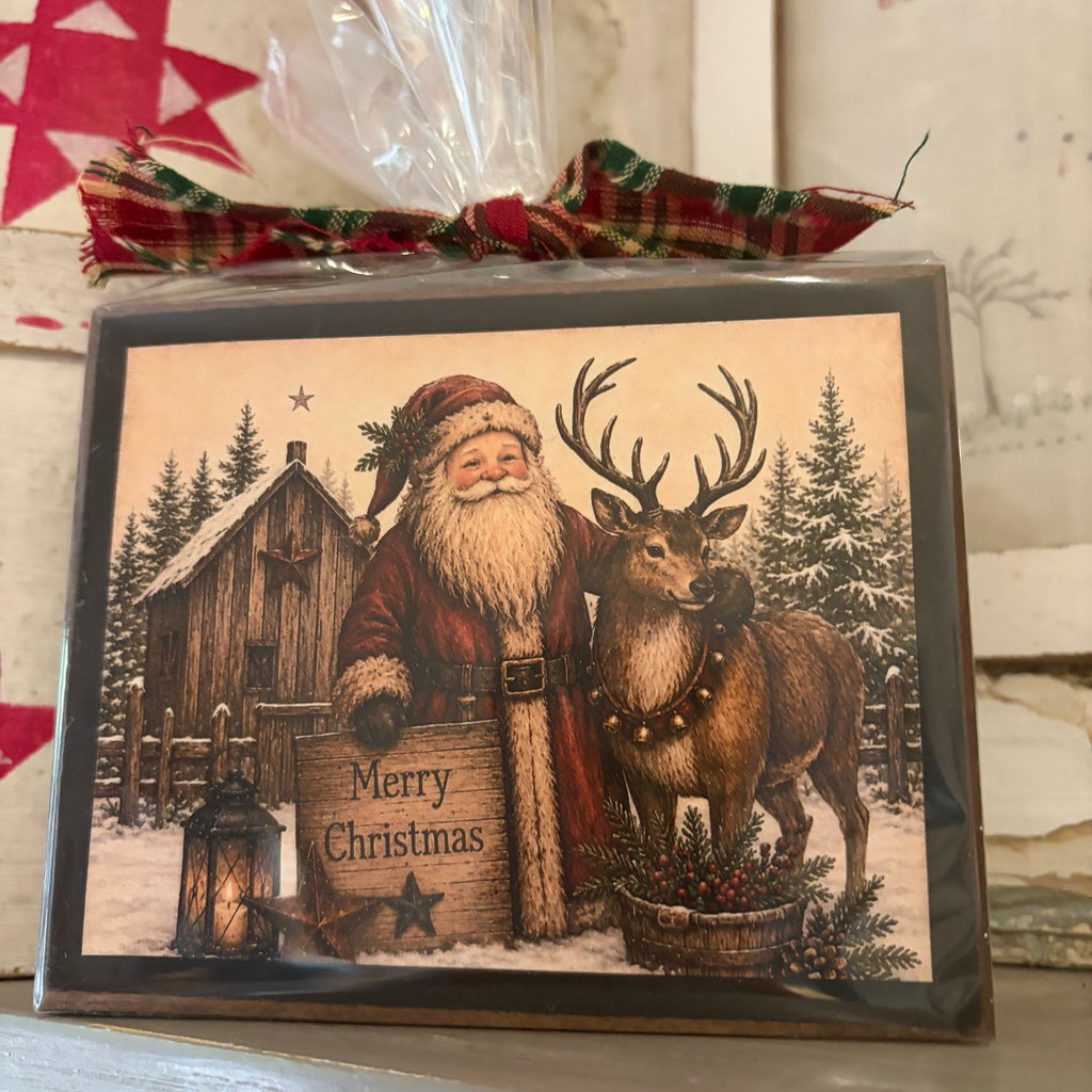 Merry Christmas Reindeer and Santa Block