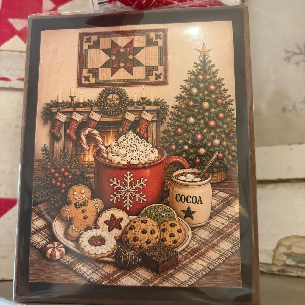 Hot Cocoa Christmas Decorative Block