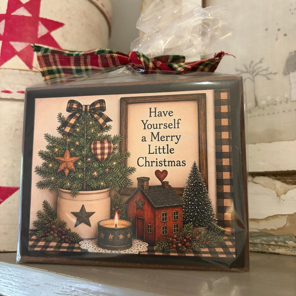 Merry Little Christmas Tree and House Block